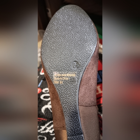 WILD DIVA SUADE FRONT SATEEN BACH Knee High Boots Brown 8" INSIDE ZIPPER 6.5 LN - Picture 4 of 4